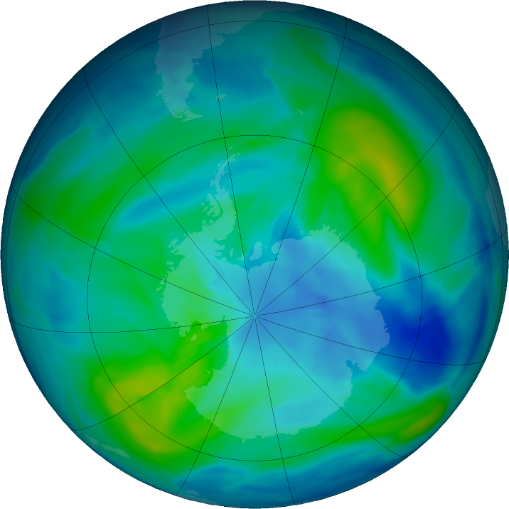 Antarctic ozone map for 26 March 2024